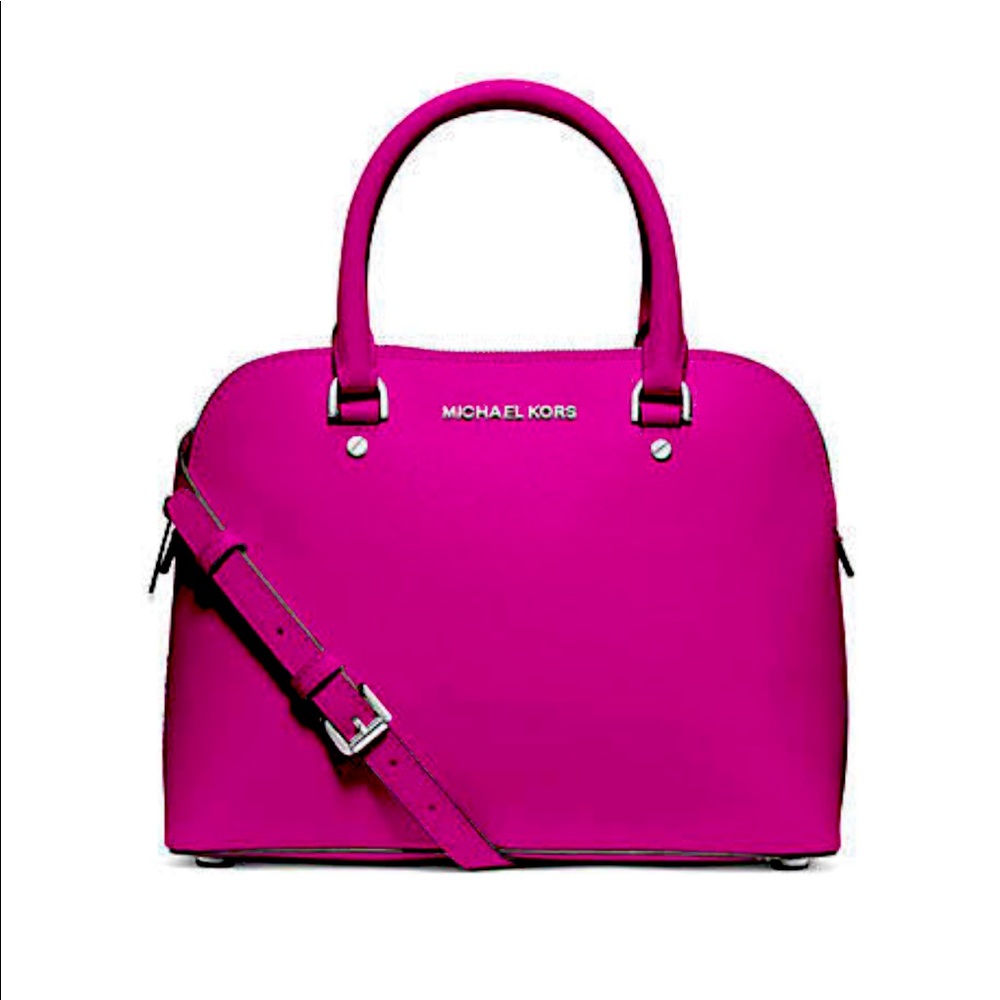 Michael Kors Large Cindy Dome Satchel Fuschia